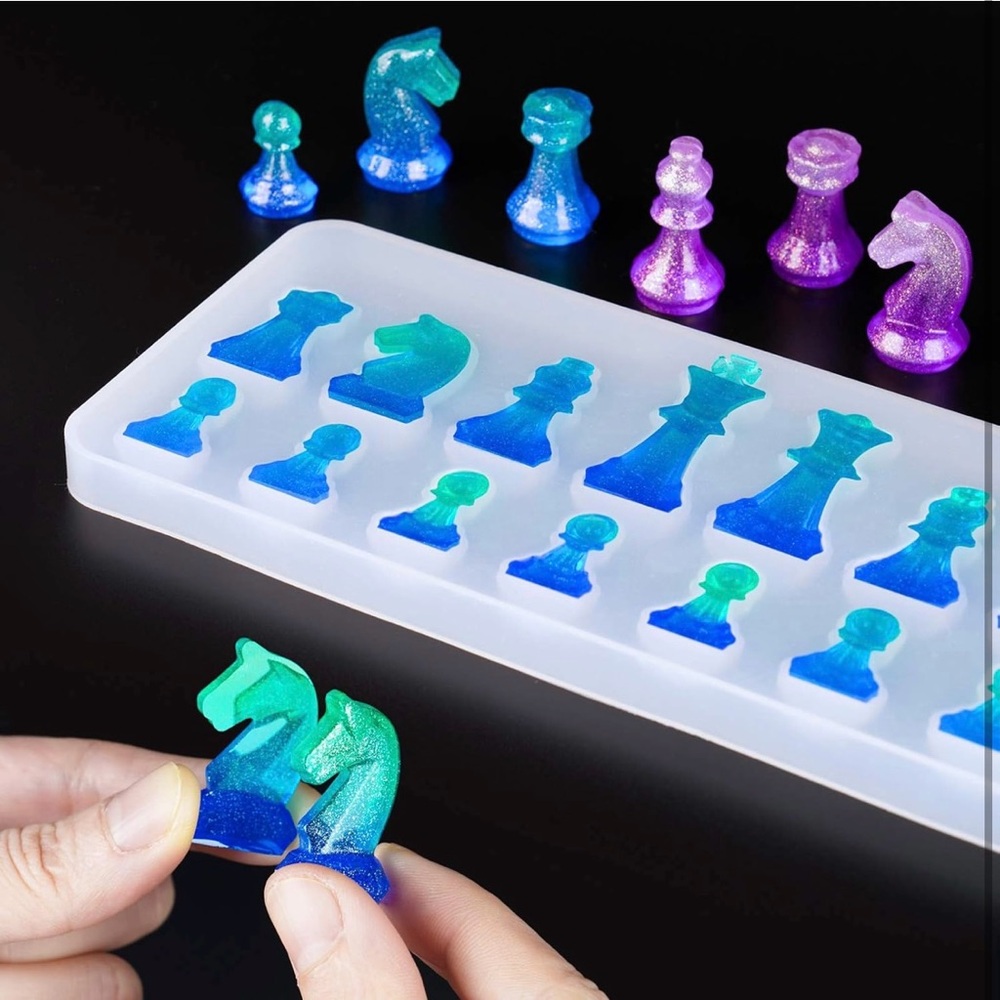 Chess piece silicone molds for resin casting pieces set 3D art DIY craft making